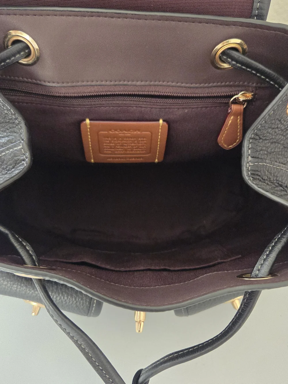 Coach Black Pebbled Leather Hadley Backpack with Gold Hardware